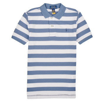 tekstylia Chłopiec Koszulki polo z krótkim rękawem Polo Ralph Lauren SSKC M1-KNIT SHIRTS-POLO SHIRT Biały / Niebieski