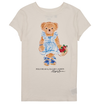 tekstylia Dziewczynka T-shirty z krótkim rękawem Polo Ralph Lauren BEAR SS TEE Ecru
