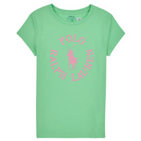 tekstylia Dziewczynka T-shirty z krótkim rękawem Polo Ralph Lauren SS GRAPHIC T-KNIT SHIRTS-T-SHIRT Zielony / Różowy
