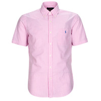 tekstylia Męskie Koszule z krótkim rękawem Polo Ralph Lauren CHEMISE COUPE DROITE EN SEERSUCKER Różowy / Biały