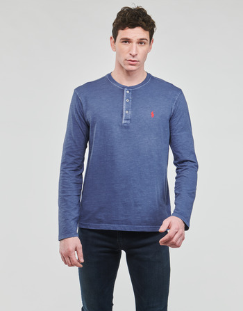 tekstylia Męskie T-shirty z długim rękawem Polo Ralph Lauren HENLEY Niebieski