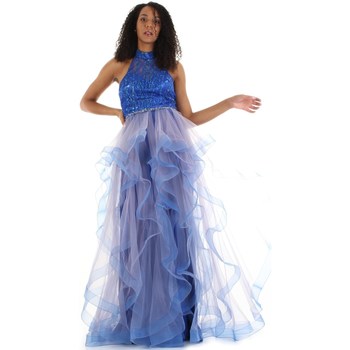 tekstylia Damskie Sukienki długie Impero Couture BU25207-3 Niebieski