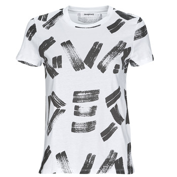 tekstylia Damskie T-shirty z krótkim rękawem Desigual TS_GLASGOW Biały / Czarny