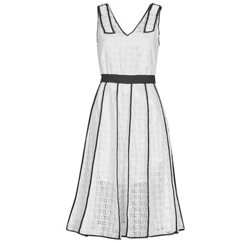 tekstylia Damskie Sukienki krótkie Karl Lagerfeld KL EMBROIDERED LACE DRESS Biały / Czarny