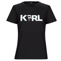 tekstylia Damskie T-shirty z krótkim rękawem Karl Lagerfeld IKONIK 2.0 KARL LOGO T-SHIRT Czarny