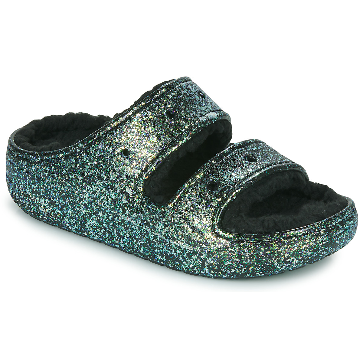 Buty Damskie Klapki Crocs Classic Cozzzy Glitter Sandal Czarny / Glitter