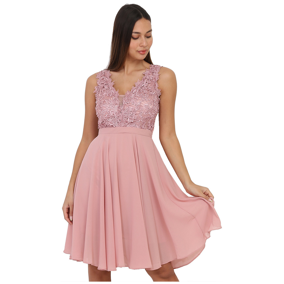 tekstylia Damskie Sukienki La Modeuse 20194_P56246 Różowy