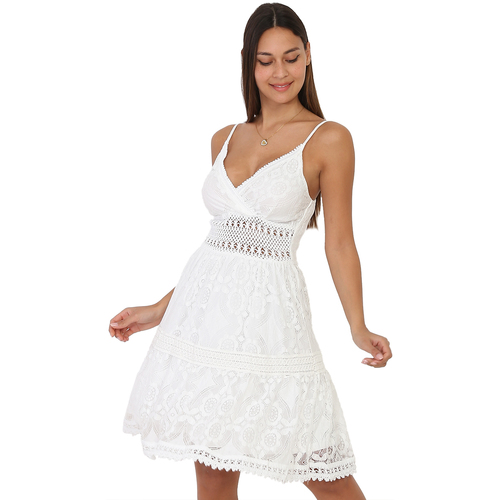 tekstylia Damskie Sukienki La Modeuse 58754_P135464 Biały