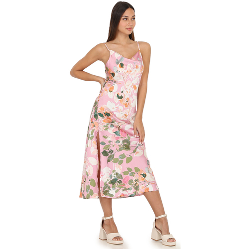 tekstylia Damskie Sukienki La Modeuse 59053_P143343 Różowy