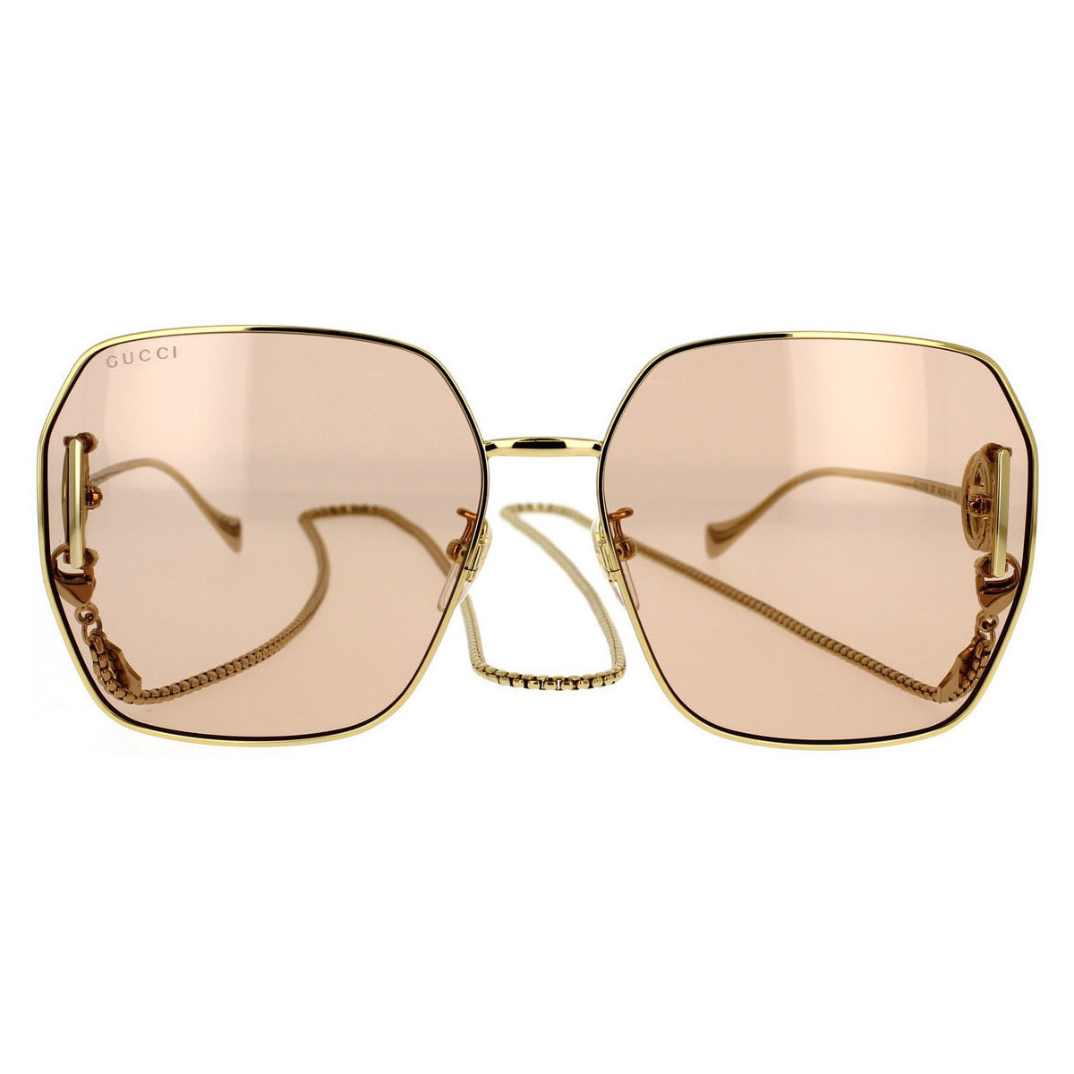 Zegarki & Biżuteria  Damskie okulary przeciwsłoneczne Gucci Occhiali da Sole  GG1207SA 001 con Catena Złoty