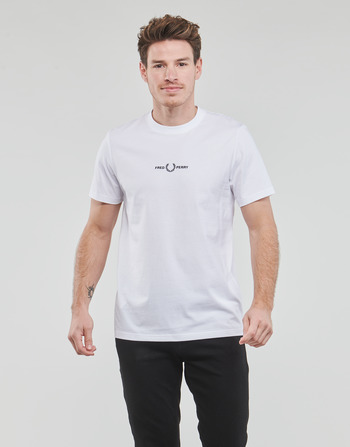 tekstylia Męskie T-shirty z krótkim rękawem Fred Perry EMBROIDERED T-SHIRT Biały