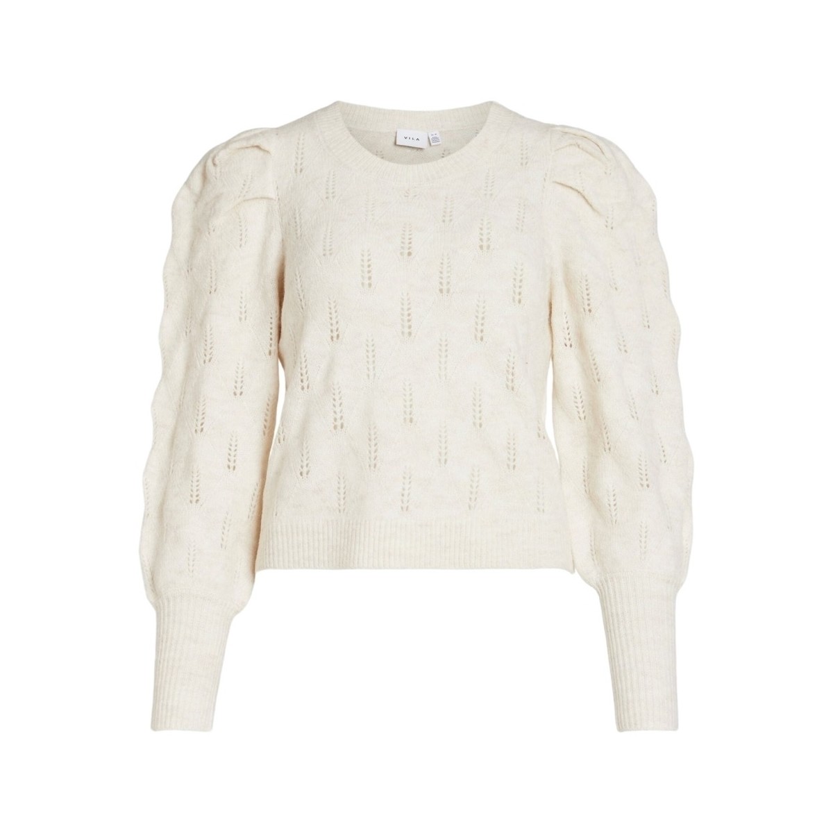 tekstylia Damskie Swetry Vila Knit Elania L/S - Super Light Natural Melange Biały