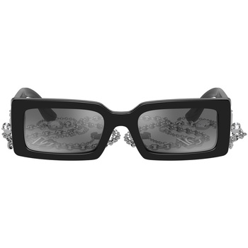 Zegarki & Biżuteria  Damskie okulary przeciwsłoneczne D&G Occhiali da Sole Dolce&Gabbana DG4416 501/6G con Catena Czarny