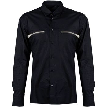 tekstylia Męskie Koszule z długim rękawem Xagon Man A2204 2A ZIP 04 Czarny