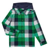 tekstylia Chłopiec Koszule typu overshirt Name it NKMLANE LS OVERSHIRT WH Zielony / Marine / Biały
