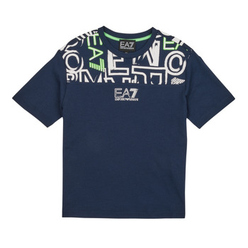 tekstylia Chłopiec T-shirty z krótkim rękawem Emporio Armani EA7 12 Marine / Biały / Zielony