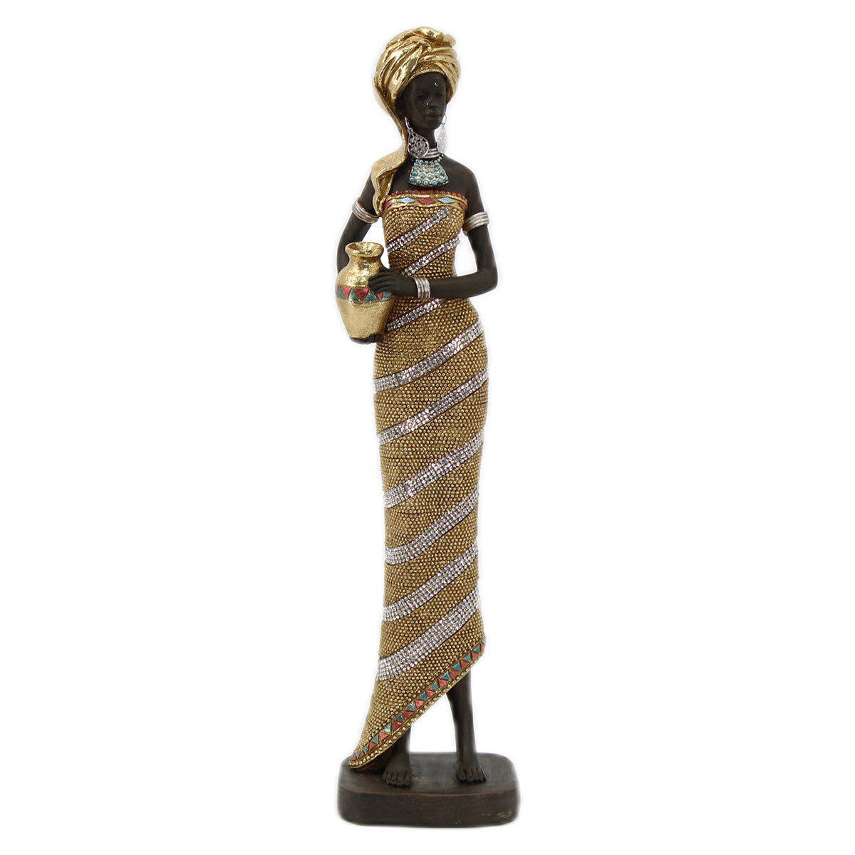Dom Statuetki i figurki  Signes Grimalt Figura Afrykańska Kobieta Złoty
