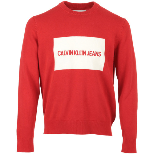tekstylia Męskie Swetry Calvin Klein Jeans Institutional Box Sweater Czerwony