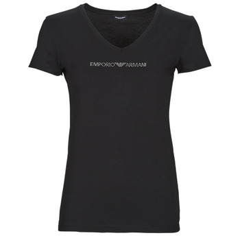 tekstylia Damskie T-shirty z krótkim rękawem Emporio Armani T-SHIRT V NECK Czarny