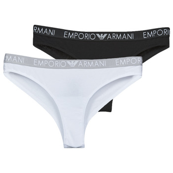 Bielizna Damskie Figi  Emporio Armani BI-PACK BRAZILIAN BRIEF PACK X2 Czarny / Biały