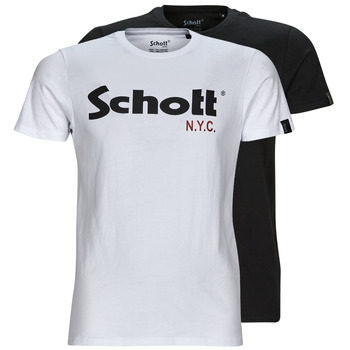 tekstylia Męskie T-shirty z krótkim rękawem Schott TS 01 MC LOGO PACK X2 Czarny / Biały