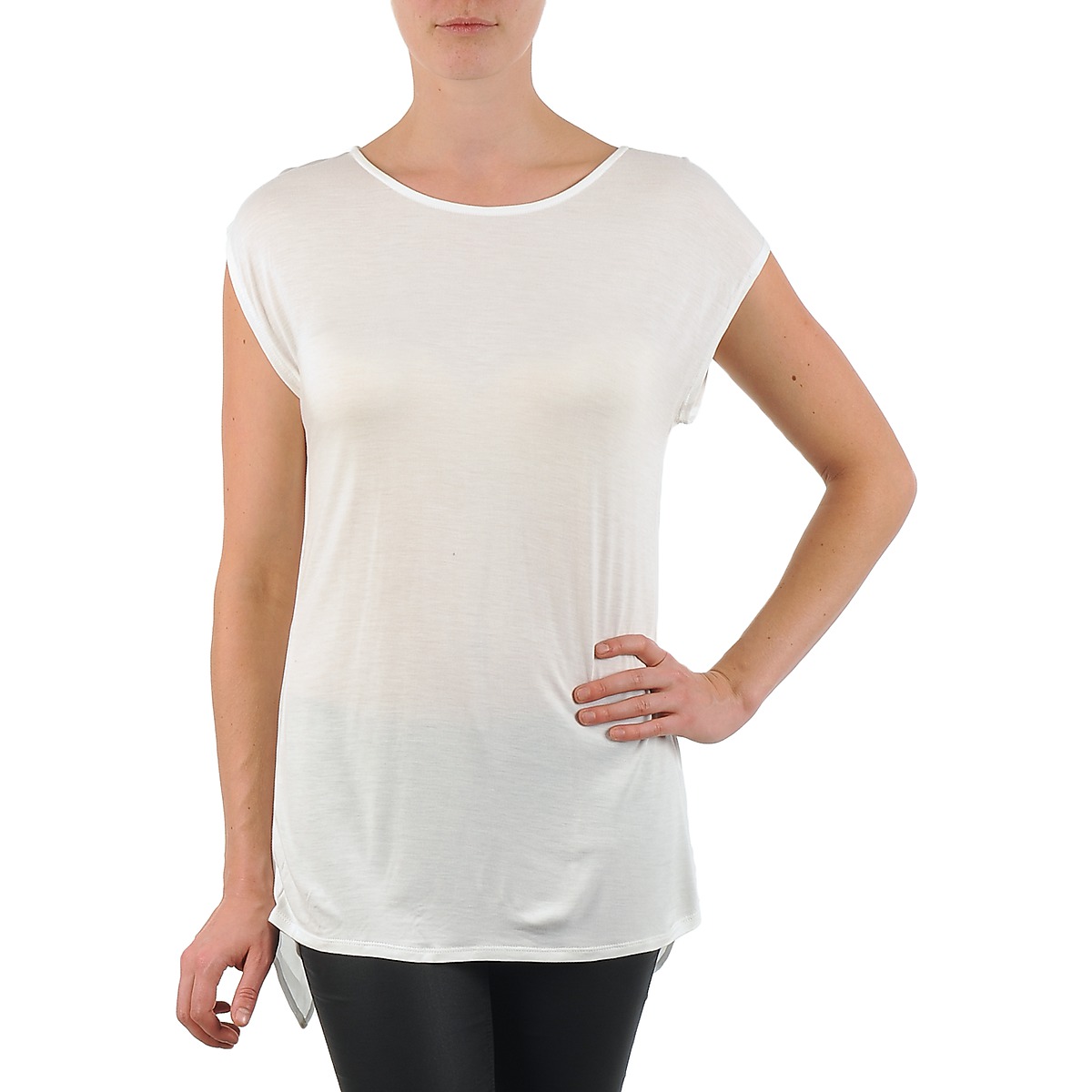 tekstylia Damskie T-shirty z krótkim rękawem La City TS CROIS D6 Biały