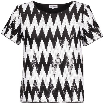 tekstylia Damskie T-shirty z krótkim rękawem American Retro GEGE Czarny / Biały