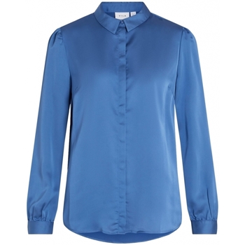 tekstylia Damskie Topy / Bluzki Vila Camisa Ellette Satin L/S - Federal Blue Niebieski
