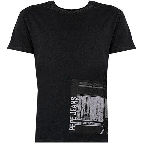 tekstylia Męskie T-shirty z krótkim rękawem Pepe jeans PM508523 | Strom Czarny