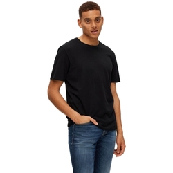 tekstylia Męskie T-shirty i Koszulki polo Selected Noos Pan Linen T-Shirt - Black Czarny