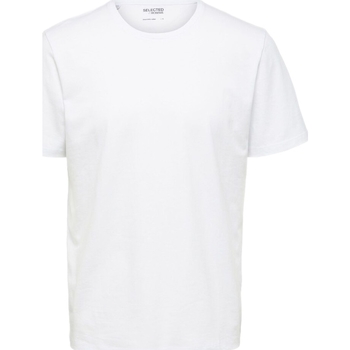 Selected Noos Pan Linen T-Shirt - Bright White Biały