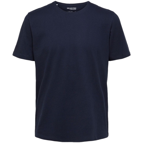 tekstylia Męskie T-shirty i Koszulki polo Selected Noos Pan Linen T-Shirt - Navy Blazer Niebieski