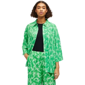 tekstylia Damskie Topy / Bluzki Object Shirt Rio 3/4 - Fern Green Zielony