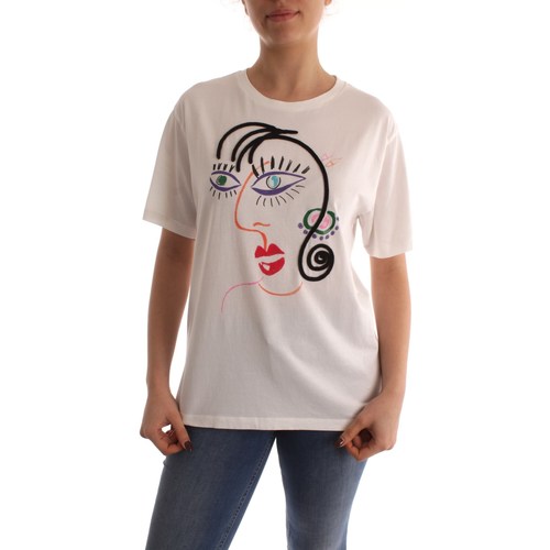 tekstylia Damskie T-shirty z krótkim rękawem Desigual 23SWTKBU Biały