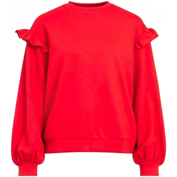 tekstylia Damskie Bluzy Vila Sweat Sif Flounce L/S - Pompeian Red Czerwony