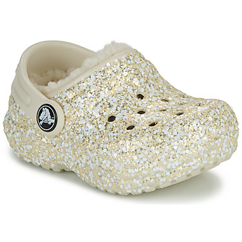 Buty Dziecko Chodaki Crocs Classic Lined Glitter Clog T Beżowy / Złoty