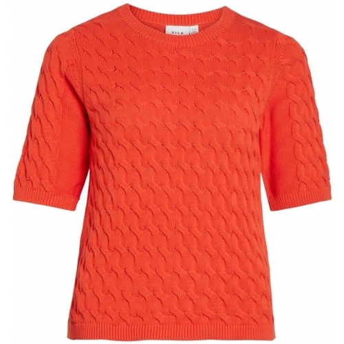 tekstylia Damskie Swetry Vila Noos Knit Chao 2/4 - Tigerlilly Pomarańczowy