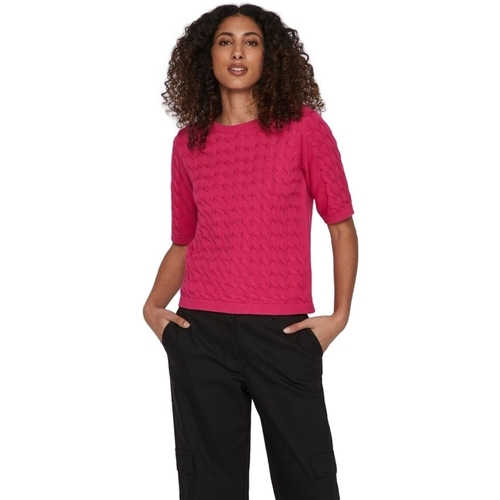 tekstylia Damskie Swetry Vila Noos Knit Chao 2/4 - Pink Yarrow Różowy