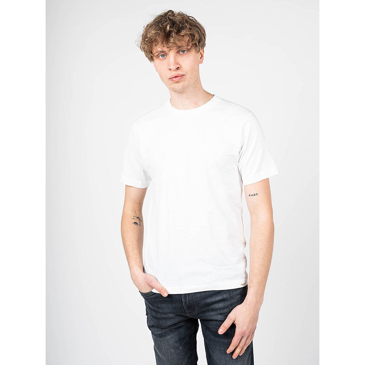 tekstylia Męskie T-shirty z krótkim rękawem Pepe jeans PM503657 Biały
