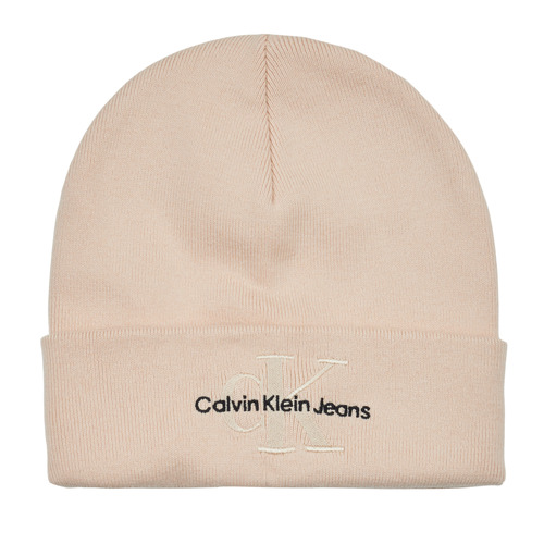 Dodatki Damskie Czapki Calvin Klein Jeans MONOLOGO EMBRO BEANIE Beżowy