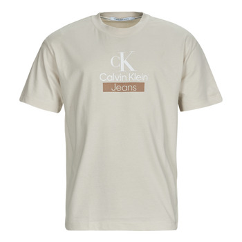 tekstylia Męskie T-shirty z krótkim rękawem Calvin Klein Jeans STACKED ARCHIVAL TEE Beżowy
