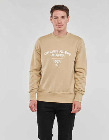 tekstylia Męskie Bluzy Calvin Klein Jeans VARSITY CURVE CREW NECK Beżowy