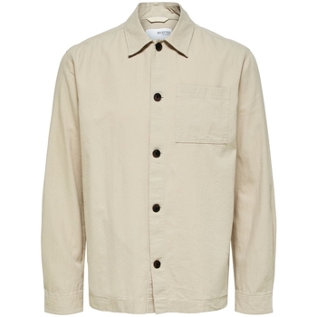 Selected Noos Linen Overshirt - Angora Beżowy