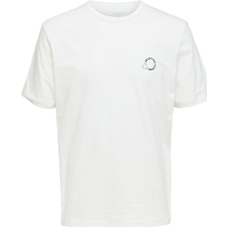 tekstylia Męskie T-shirty i Koszulki polo Selected Logo Print T-Shirt - Cloud Dancer Biały