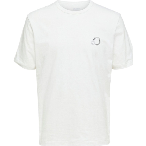 tekstylia Męskie T-shirty i Koszulki polo Selected Logo Print T-Shirt - Cloud Dancer Biały