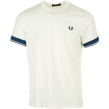tekstylia Męskie T-shirty z krótkim rękawem Fred Perry Contrast Cuff T-Shirt Biały
