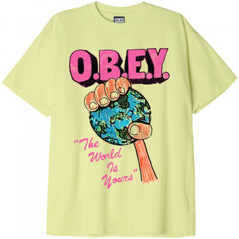 tekstylia Męskie T-shirty i Koszulki polo Obey the world is yours Zielony