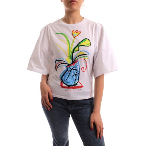 tekstylia Damskie T-shirty z krótkim rękawem Desigual 23SWTKC8 Biały