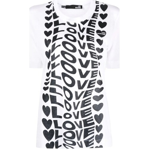 tekstylia Damskie T-shirty z krótkim rękawem Love Moschino W4F154HM3876 Biały