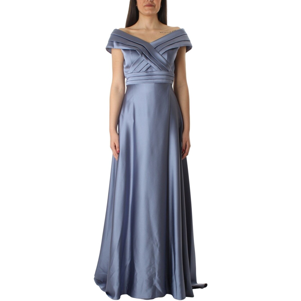tekstylia Damskie Sukienki długie Impero Couture FL3176 Niebieski